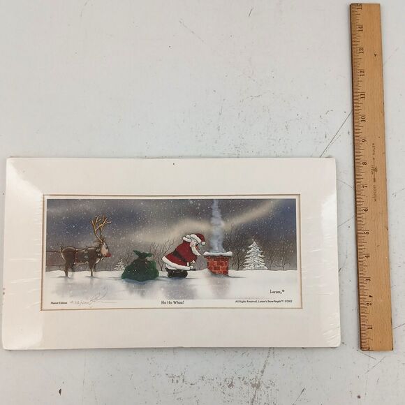 Dan Larsen Snow People Painting "Ho Ho Whoa! Matster Edition Signed 14"x8" - Picture 11 of 11